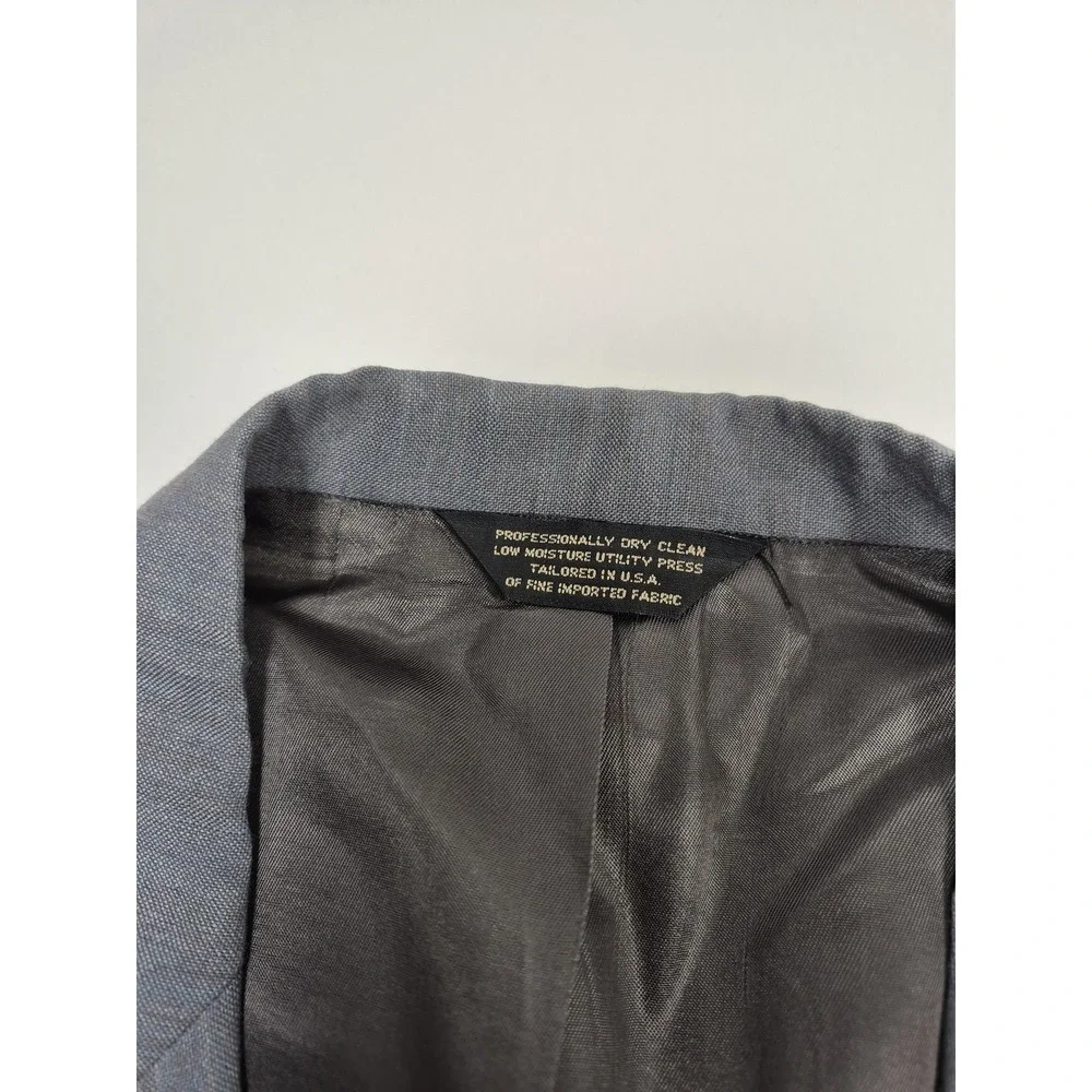 VTG Sansabelt Suit Mens 44 Gray Poly Wool 2 Piece 39x36 Elastic Waist USA NWT
